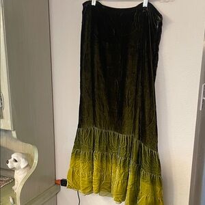 Banana Republic Olive-to-Chartreuse Velvet Maxi Skirt